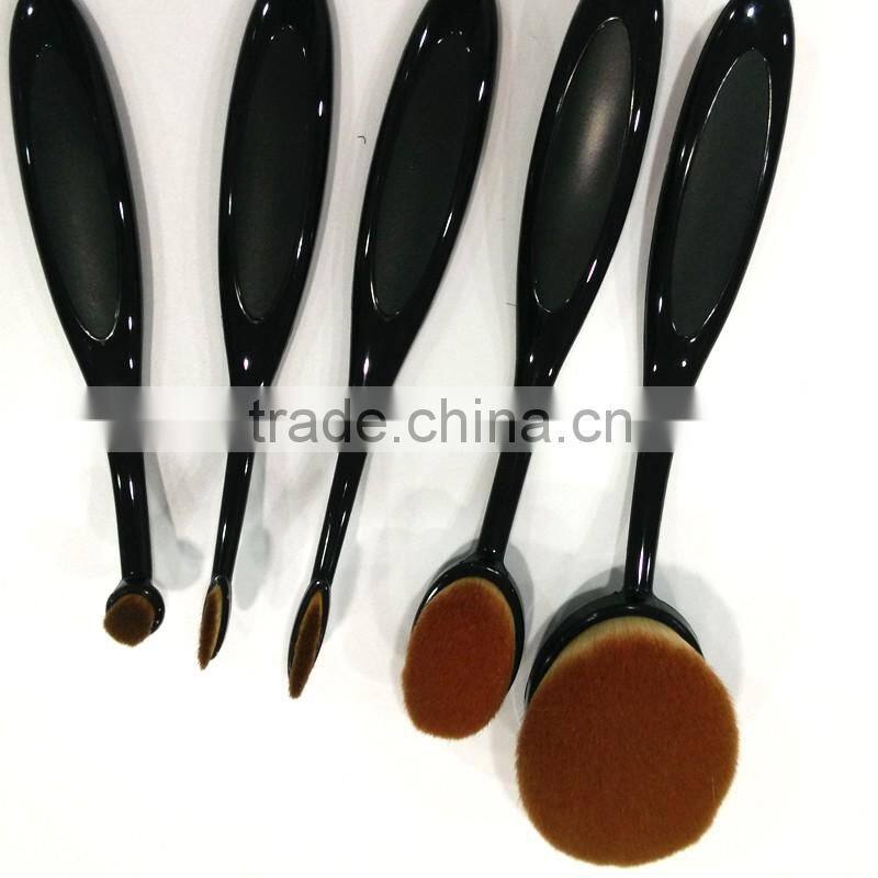 Newest plastic handle 5pieces multipurpose toothbrush shape oval makeup brush set wholesale