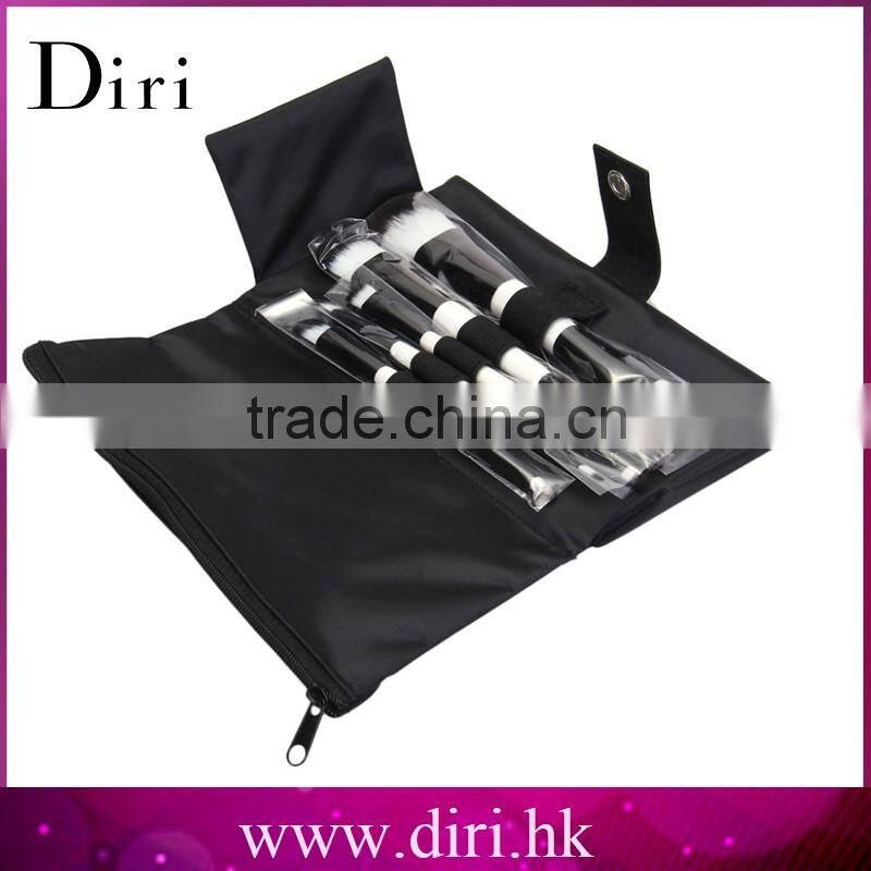 5pcs Animal Hair Wood Wand Makeup Brush Set Cosmetic Travel Make Up Brushes With a Beauty PU leather Bag