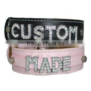 Genuine Real Leather Slide letter Dog collar PP-064