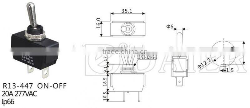 R13-447 ON-OFF IP54 waterproof toggle switch