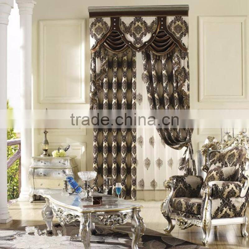 New Arrival Style Jacquard Fabric Ready Made Curtain/Decorated Home Curtain With European Style Valances