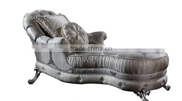 Replica French Style Palace Bedroom Furniture, Carved wood Chaise Lounge, Luxury Upholstery Reclining Sofa Chair