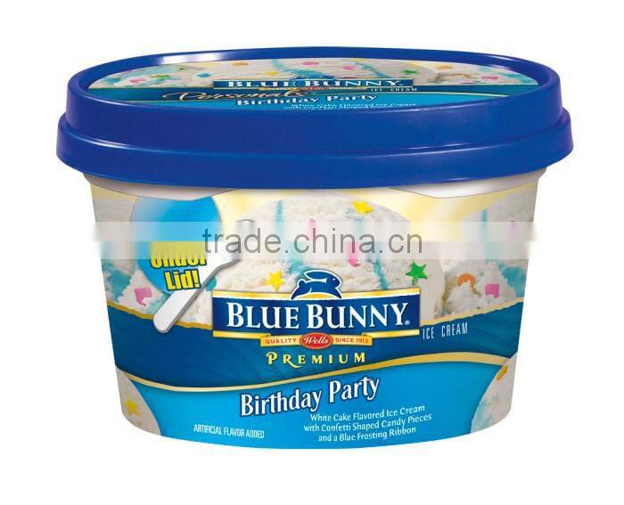 Food Packaging Box with Colorful Label, Disposable Customized Thin Wall IML Plastic Ice Cream Tubs Containers