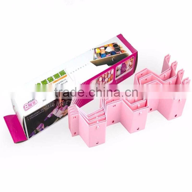 cy272 Cute Pink Plastic Honeycomb Shape Cellular Sorting Grid Drawer Clothing Organizer Storage Box Container for Clothes