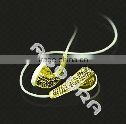 For iphone5/6/6s/plus in-ear earphone, luxury earphone with crystal for music,luxury earphone