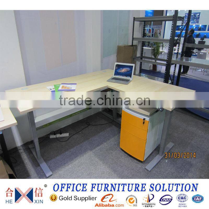 L shaped electric adjustable ergonomic office desk