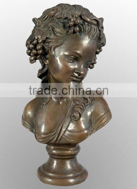 Cast brass lady bust statue