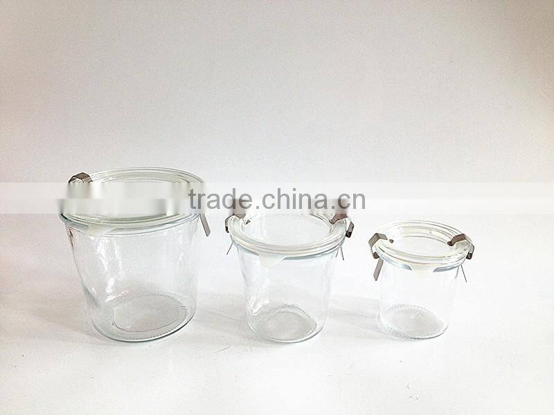 250ml capactiy tapered locked glass stash jar cans with glass lid