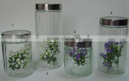 elegant vertical stripes cylinder glass mason jars for food