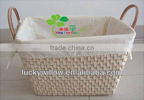make corn husk storage basket with liner &handle