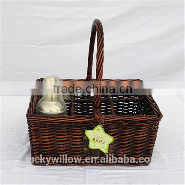 Christmas wine gift baskets in dark brown