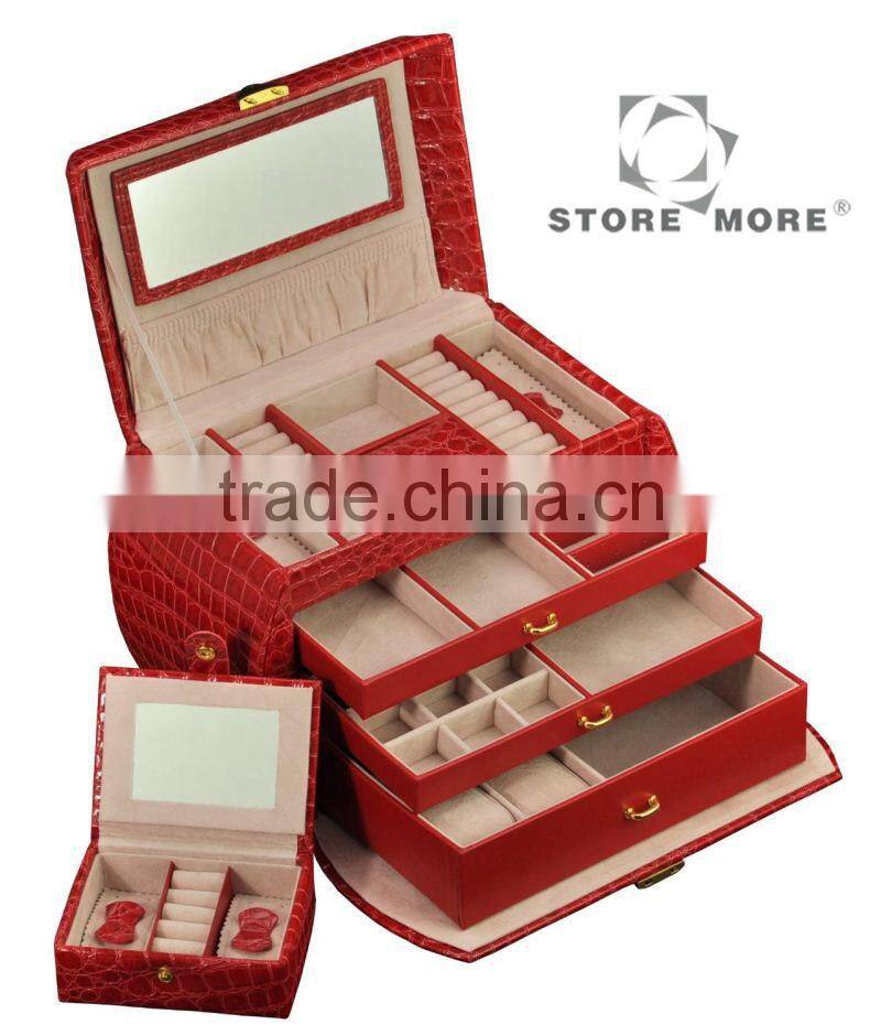High Quality Crocodile Faux Leather Jewelry Box
