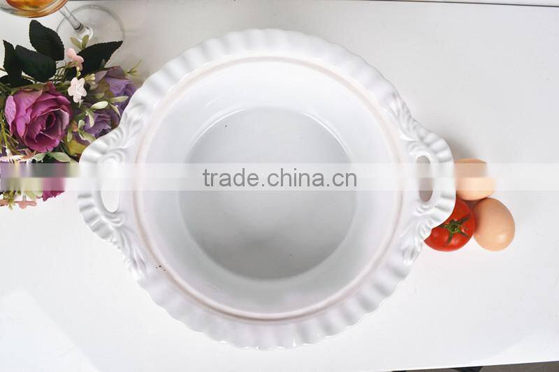 12.5" Round porcelain baking tray with lid