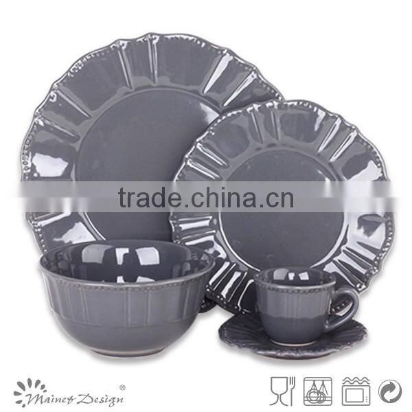 embossed solid color 16pcs dinnerware set