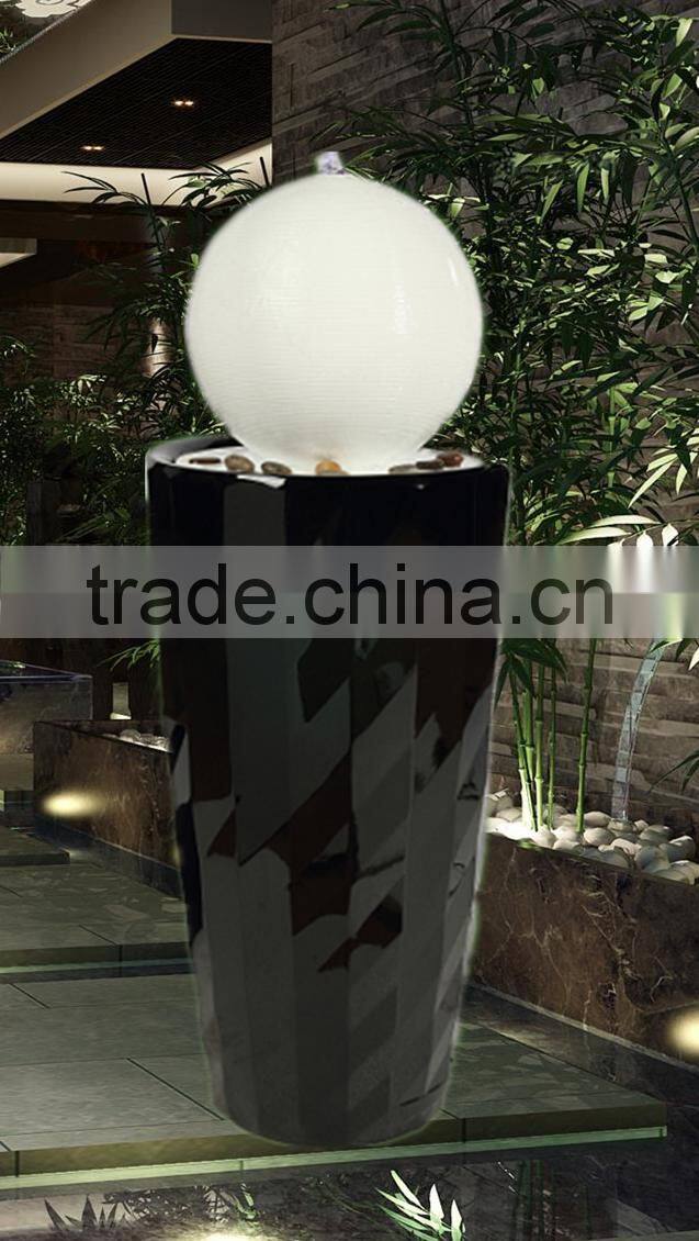 Boutique diamond surface fiber glass water fountain with led light
