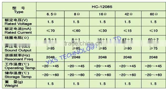 12085 type 16ohm 1.5V 3V 5V 9V 12V passive buzzer AC buzzer