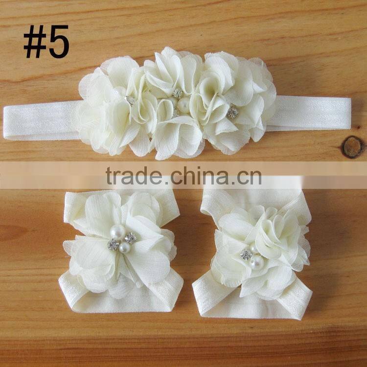 fabric flower headband for kids hair accessories, foot flower band for baby girl