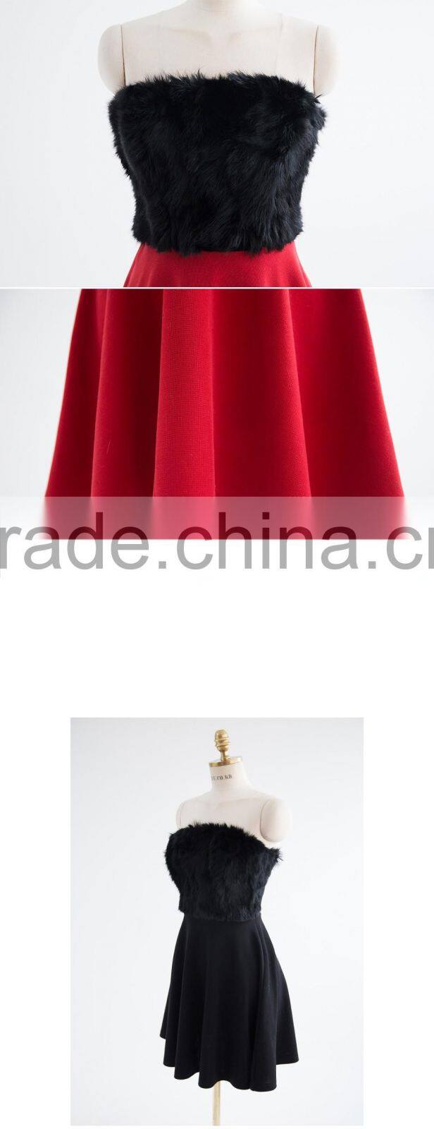 2017 Merry Christmas Sexy One Piece Girls Party Dresses Faux Fur Bust Christmas Costume HSD5490