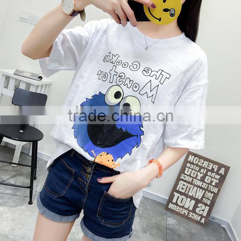 Women summer fashion customized letter print t shirt casual short sleeve t shirt