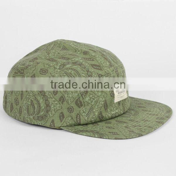 Fashion 5 panel caps flat brim custom pattern high quality 5 panel caps