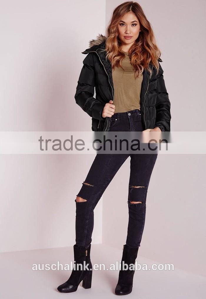 most popular chinese style women black padded jacket