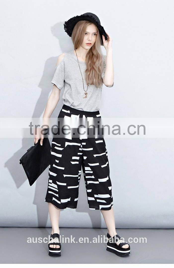korean style ladies chic popular casual chiffon pants factory price