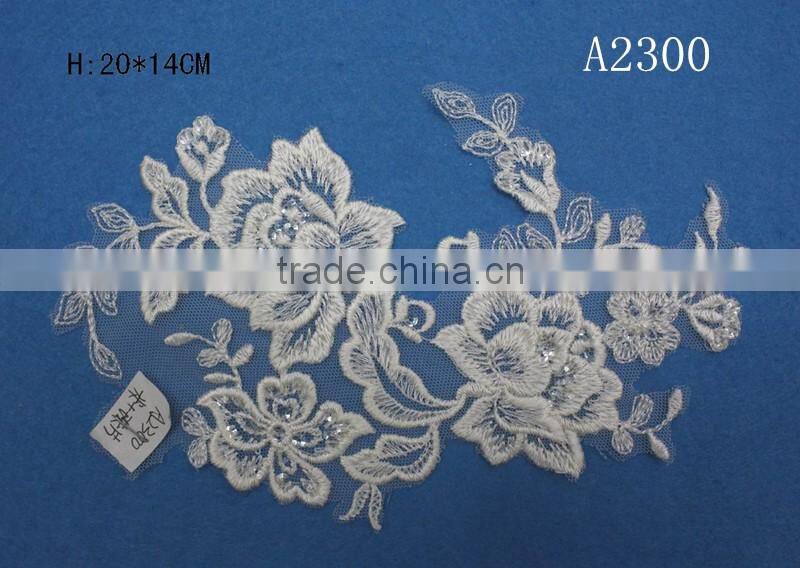 Beautiful Victorian Flower Venice Lace Applique Pair in stock
