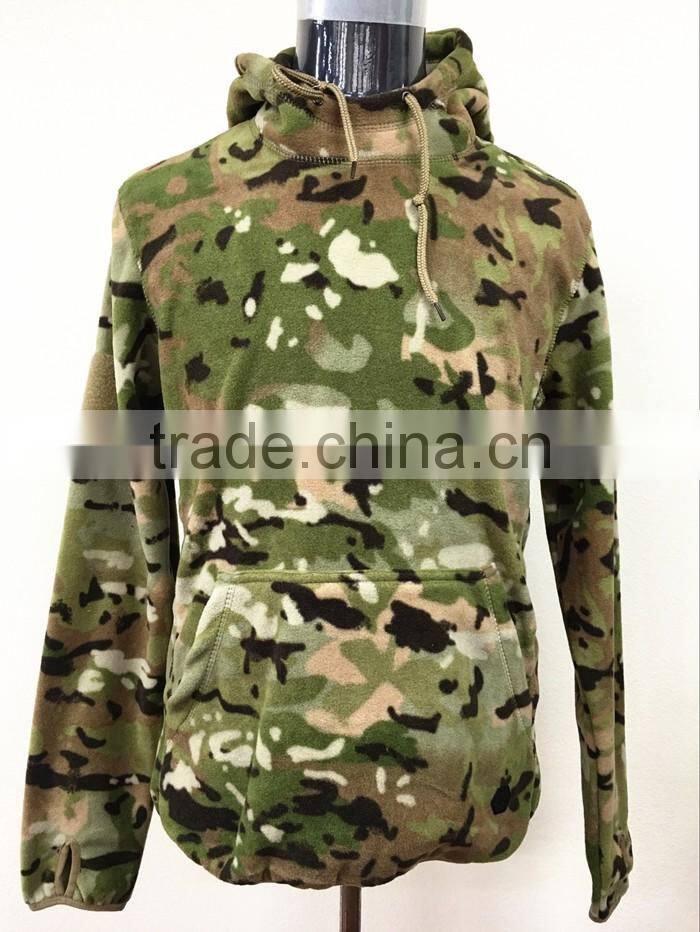 2017 Spring polar fleece mens camouflage coat with hoodie