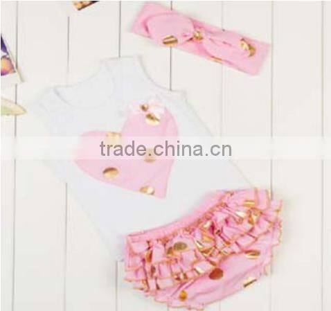 2016Gold polka dot baby outfits top quality baby clothes baby dresses