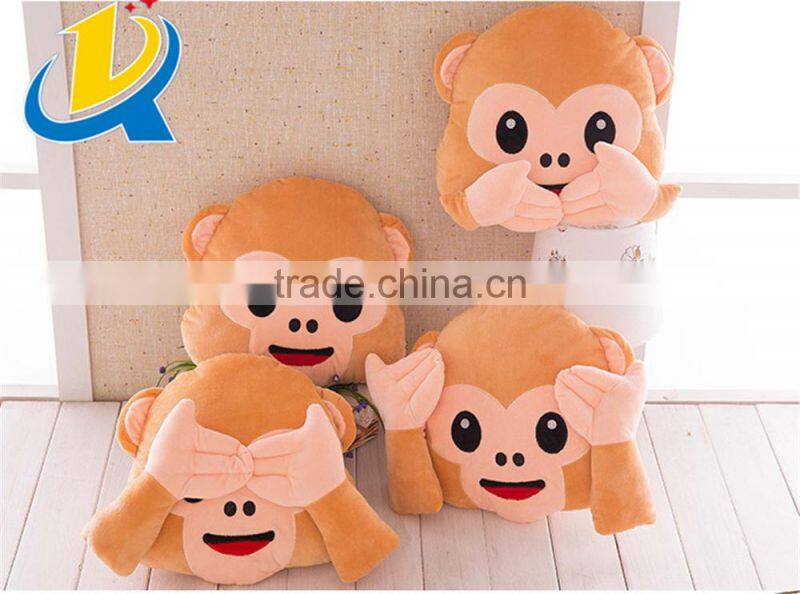 2016 Best selling high quality plush monkey emoji pillow