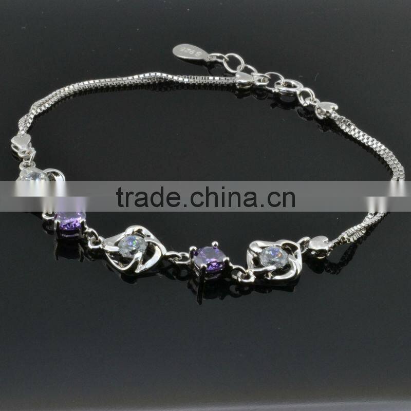 2014 rhodium plated 925 silver bracelets jewelry