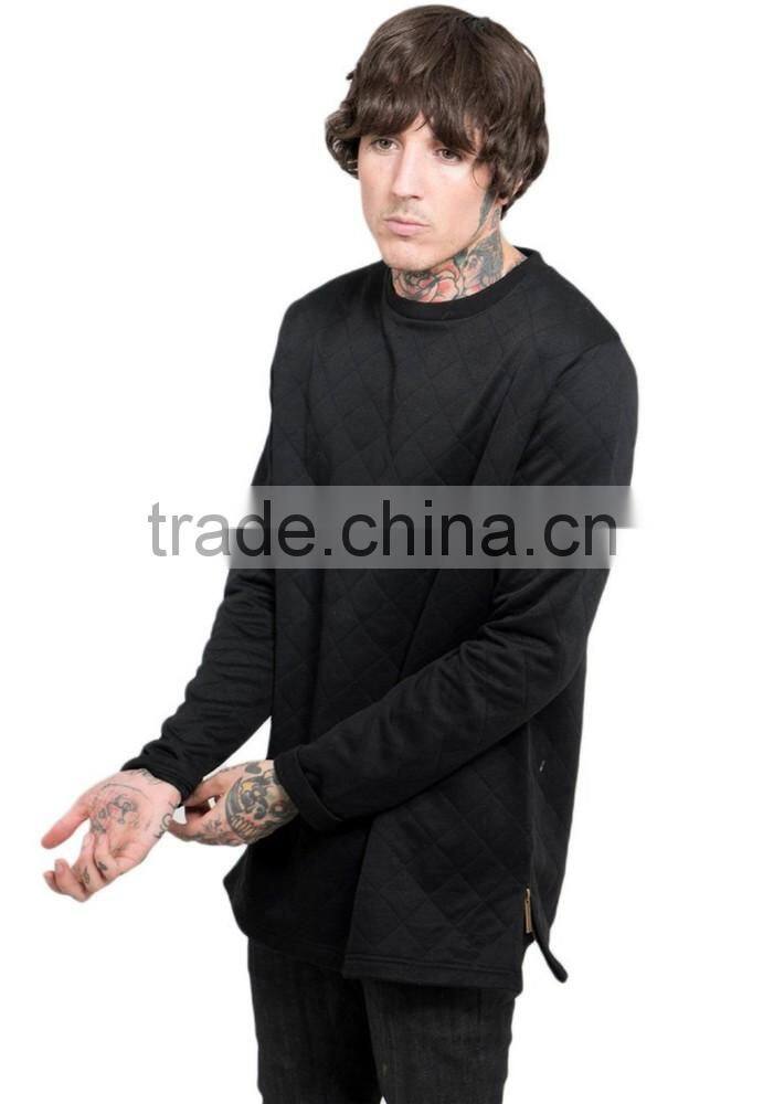 Comfortable cotton plain sweatshirt side zipper wholesale crewneck sweatshirt