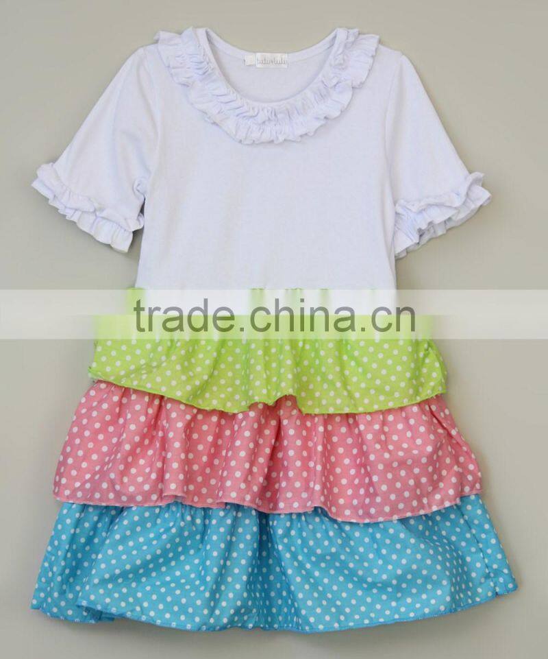 Latest Boutique Girls Clothing Sets Children Cotton Round Neck Clothes Kids Ruffle Sets For Girls