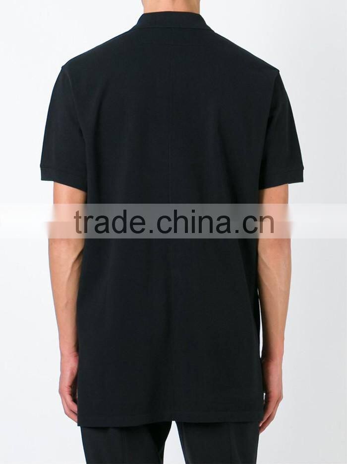 Mens special black cotton polo shirt printing with skull