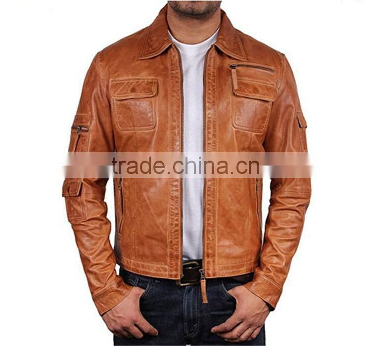 Hot sale prices men motorcycle leather jacket