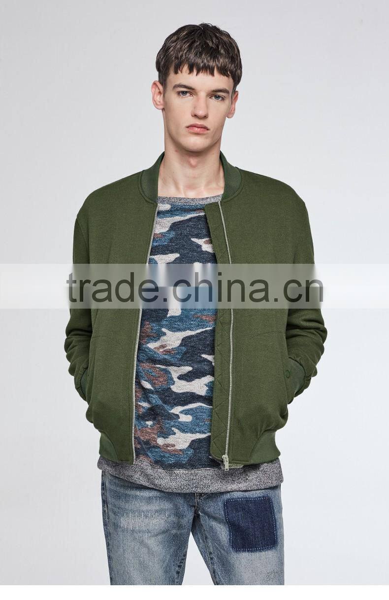 2016 wholesale fashion plain men casual wear windbreaker army winter knit fleece jacket