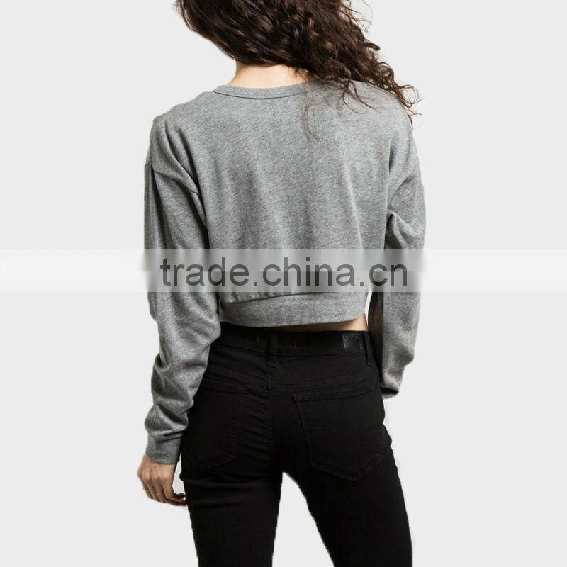 fashion hoddies long sleeve crew neck ladies cotton sweater