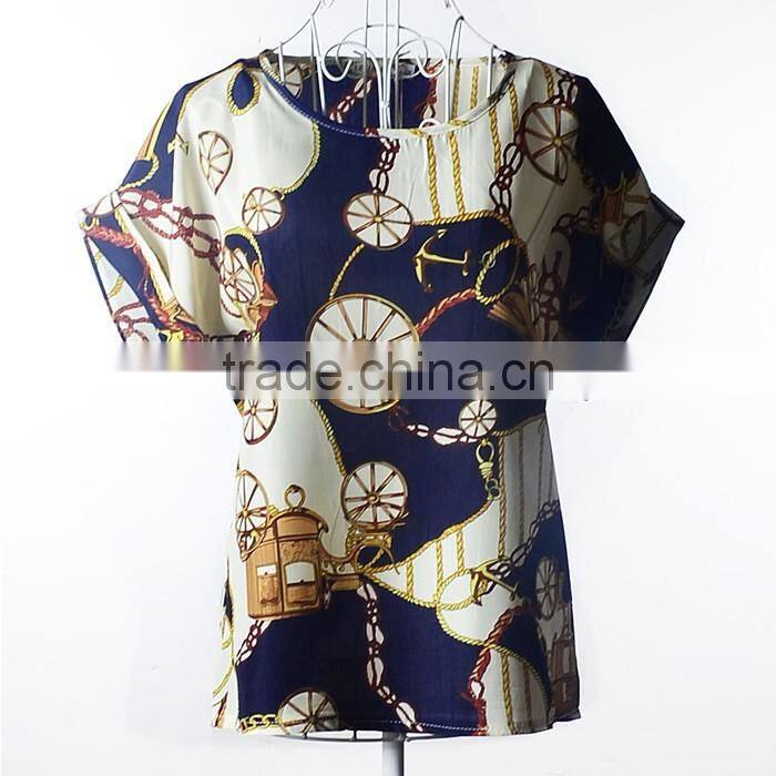 2016 Summer Fashion Women's Loose Chiffon Tops Batwing Short Sleeve T Shirt Casual Blouse