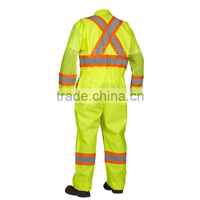 PU Coated High Visibility Reflective Waterproof Safety Coverall