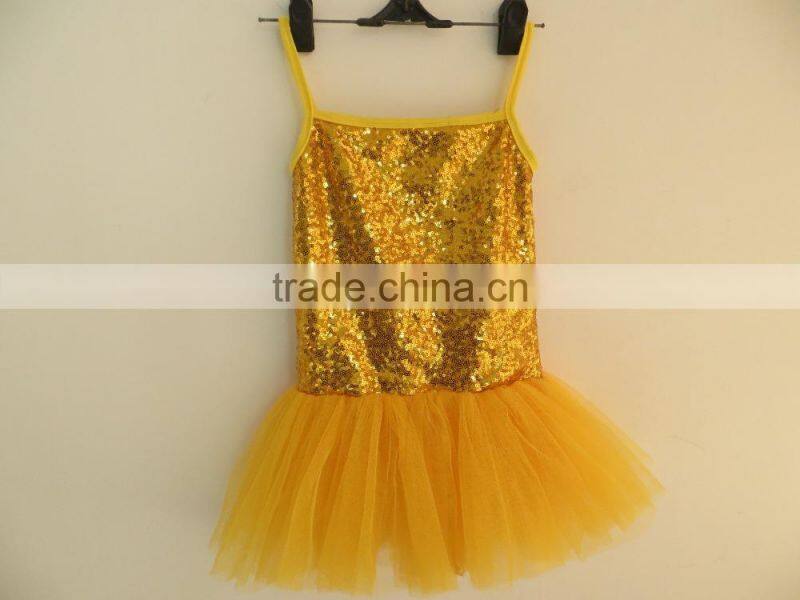 QL-203 fashion baby dance dress sequins condole belt dress hot sell new design 2016
