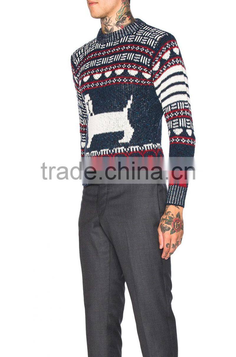 Highly Fashion Funny Design Cute Doggy Pattern Men's Jacquard Sweater