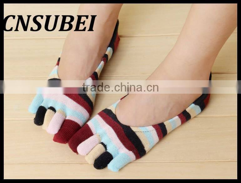 Japanese cotton striped socks shallow mouth invisible socks toe socks