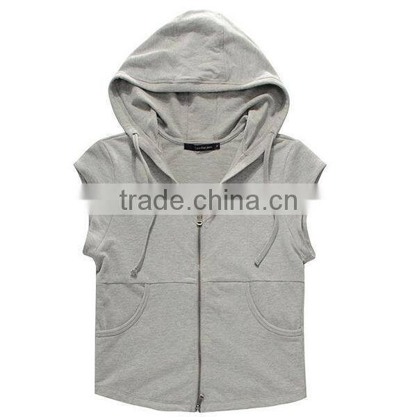 Blank sleeveless hoodies mens zipper sleeveless thin hoodies
