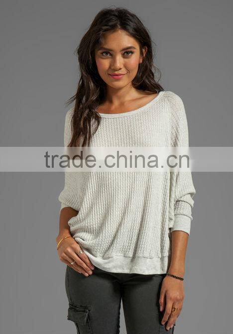 Thermal Knit Over Sized Long Sleeve Tops