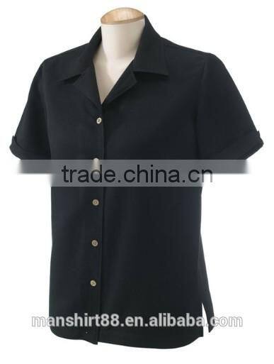 35% cotton 65% polyester tailored collar short sleeve women's work shirt