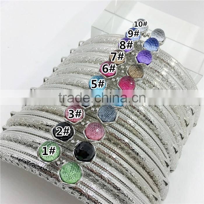 8.5cm Bronze Embossed Pattern Crystal Bead Lotus Metal Purse Clutch Frame