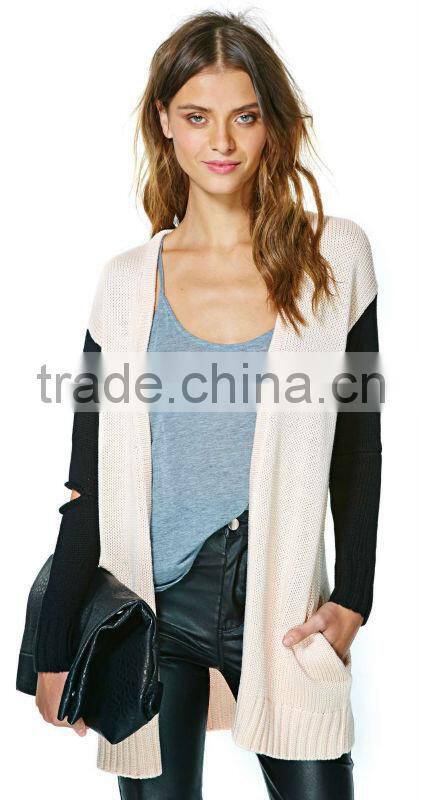 Womens Sweater Plain Knit Cardigan without buttons