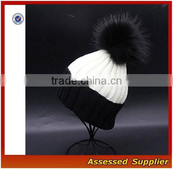 Custom fashion real raccoon fur pom pom hat beanie cap for wholesale free samples-T69-ZT