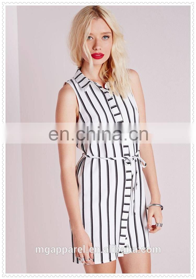 ladies modern sexy chic monochrome striped secretary shirt dresses