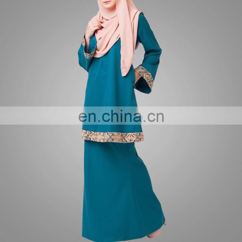 Dubai Abaya Designs Elegant Muslim Lady Baju Kurung Modest Style Women Clothing Popular Baju Suit